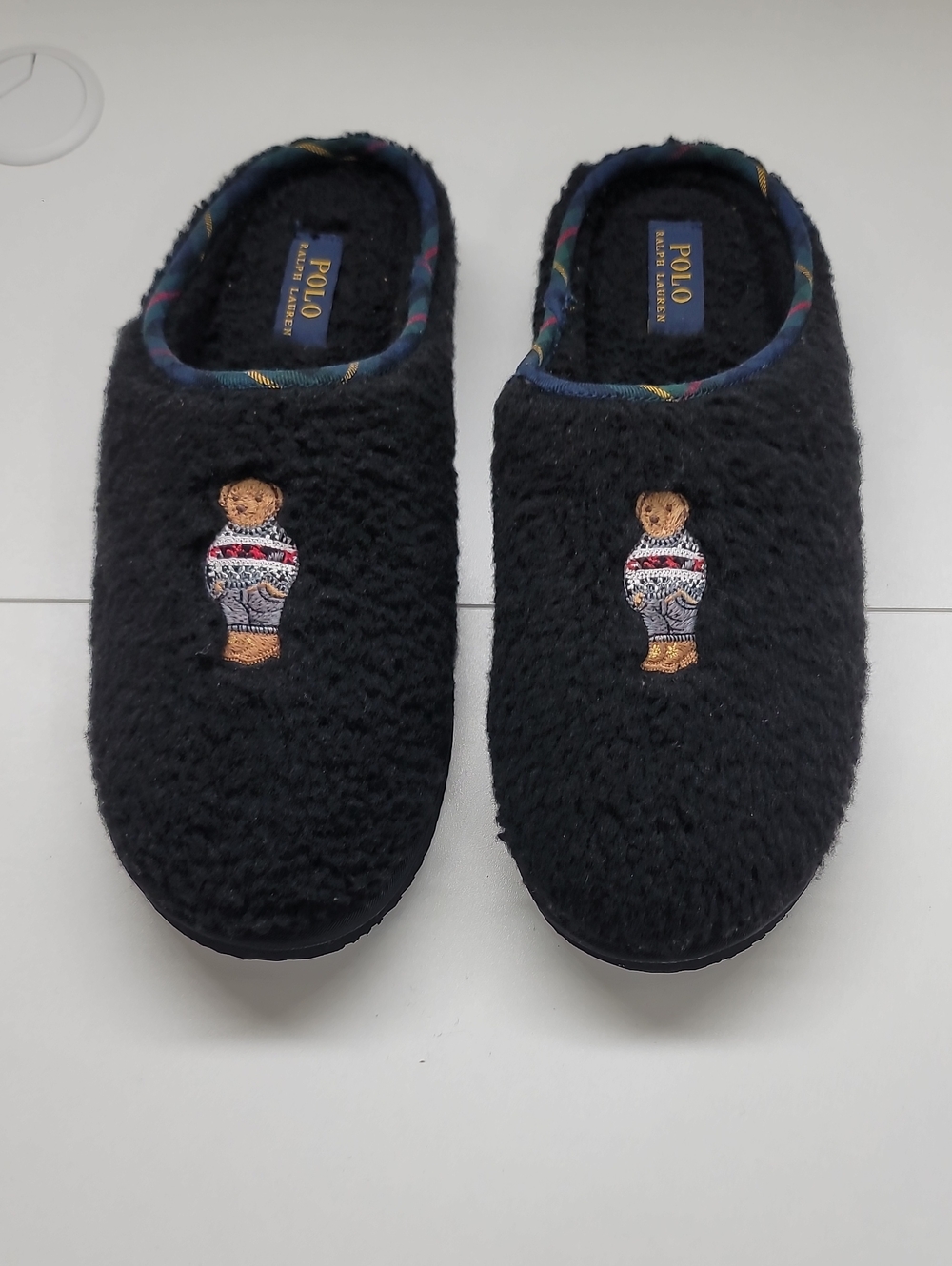 Polo by Ralph Lauren Black Fleece Bear Slippers Size 11